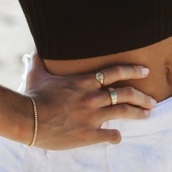 Set of 2! Waterproof Gold bead Bracelets Stretch Bracelets Non-Tarnish Gold - Picture 10 of 16